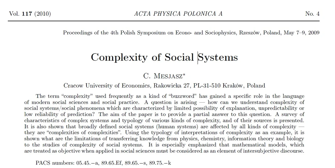 مطالعه ی پیچیدگی سیستم های اجتماعی